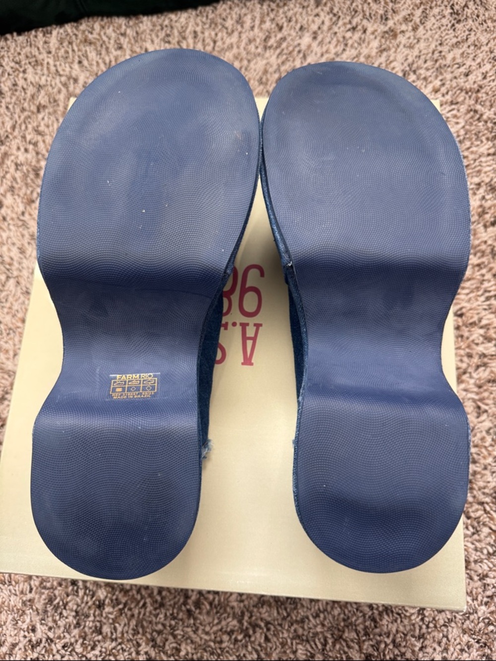 FARM Rio Frayed Denim Slip-On Mules - Dark Blue - Picture 3 of 4
